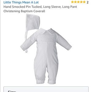 Handsmocked Pintucked Christening Baptism Coverall